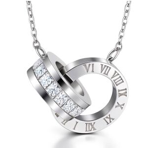 Stainless Steel Silver Color Roman Numeral Necklace